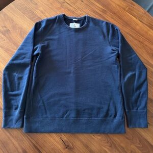 Reigning Champ Midweight Terry Slim Navy Blue Crewneck